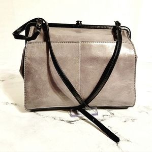 HOBO Heather Grey Leather Crossbody & Shoulder Bag with Clasp Closure
